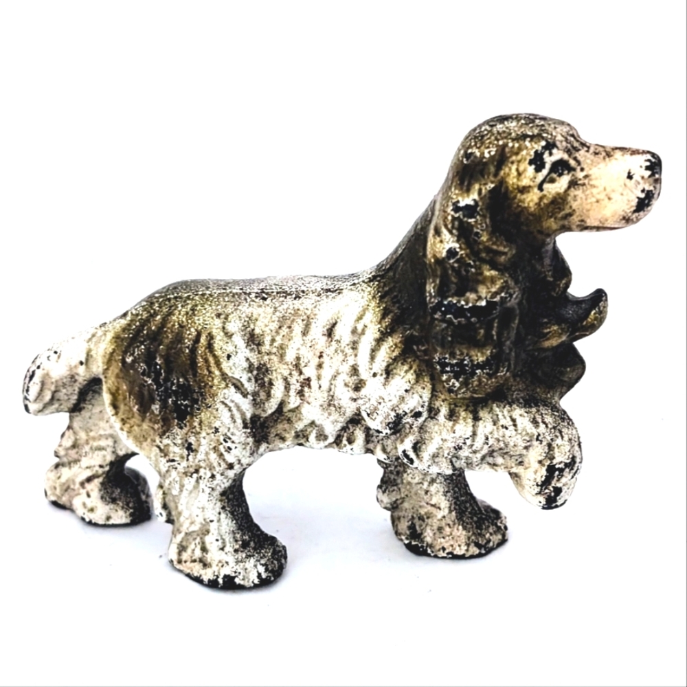 Antique Hubley Brown & White Cocker Spaniel Cast Iron Dog Doorstop